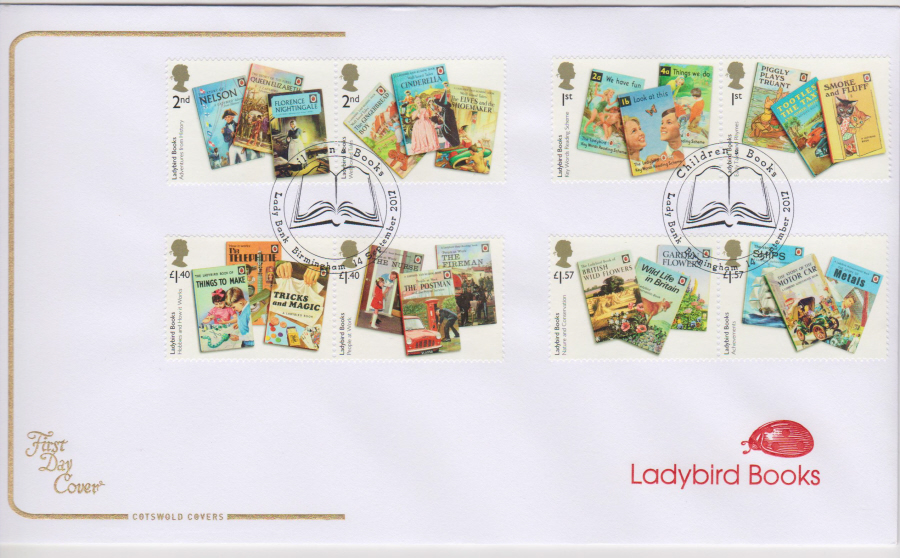 2017 - First Day Cover "Ladybird Books", COTSWOLD, Lady Bank Birmingham Pictorial Postmark